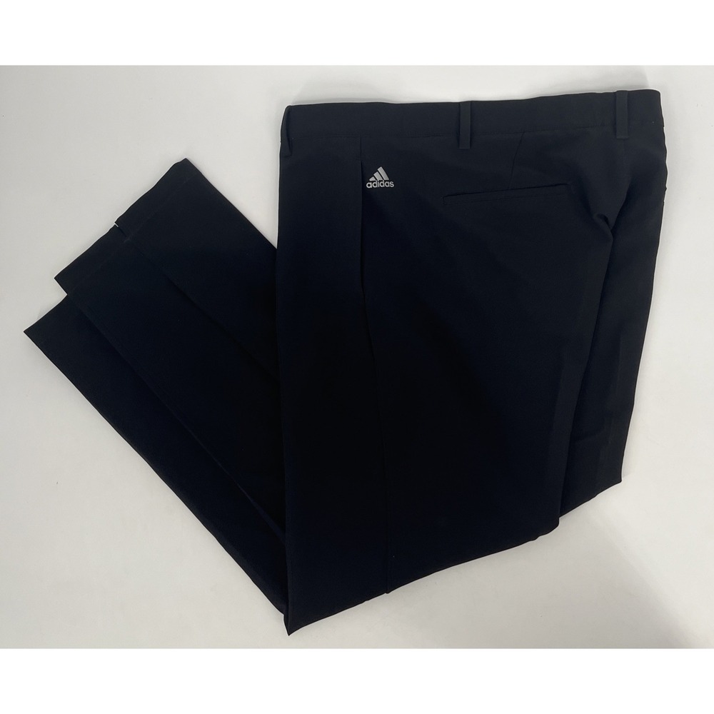 Adidas Mens Black Golf Pant 36x30 Straight Leg Stretch Casual Office Performance
